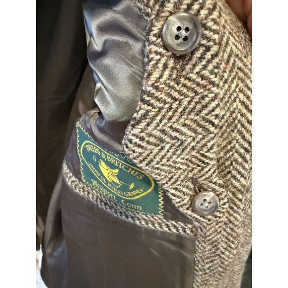 Vintage POLO Ralph Lauren Men’s Tweed Wool Jacket Suede Patch Throat Latch 42 44 - Picture 15 of 16